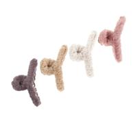 CAXUSD Plush Hair Claw Clips and Fluffy Hair Accessories for Women 4pcs with Simple Design Random Color for Washing Face and Make