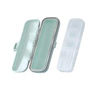 CAXUSD Portable 7-Compartment Pill Organizer Box, Mini Sealed Medicine Storage Case for Daily Vitamins, Green Travel Pill Container for Weekly Medication Management