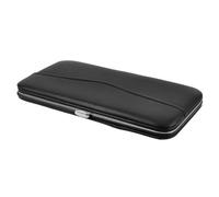 CAXUSD Portable Pu Tweezers Holder for Eyelash Tools with Metal Frame and Versatile Storage, Sl lack Lash Tweezer Tool Case for Professional and On-the-go Use