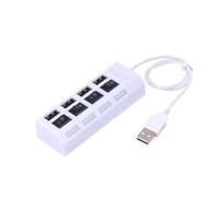 CAXUSD Portable Usb Hub Ports High-speed Data Splitter Led Indicator Compact Adapter for Laptops Desktops and Tablets Backward Compatible White