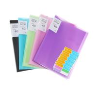 CAXUSD Presentation Binder File Folder A4 Size, 5pcs with 40 Plastic Sleeves Each, Portfolio Folder with Stickers for Document Storage, School and Office Organiser
