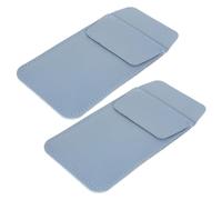 CAXUSD Pu Leather Pen Sleeves 2pcs Pocket Protector for Nurse and Doctor Pens, Small Portable Storage Pouches for Work Uniform Shirts in Haze Blue