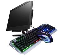 CAXUSD Rainbow Led Backlit Usb Keyboard for Gaming Layout Mechanical Keyboard Multimedia Fn Shortcuts Metal Panel