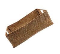 CAXUSD Rectangular Hand-Woven Seagrass Storage Basket Sturdy Handle Multi-Use Organiser for Kitchen Wardrobe Desktop 39x29x13cm