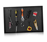 CAXUSD Rectangular Metal Pegboard Wall Panel Black with Ample Hooks for Tool and Office Supply Organization Cold Rolled Steel Rack for Garage Workshop and Home Storage