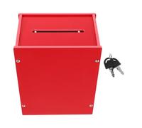 CAXUSD Red Donation Box with Lock 15x11x20cm - Multifunctional Pvc Charity Collection, Voting and Fundraising Ballot Box for Office, School, Church, Wall-mount Or Floor Use