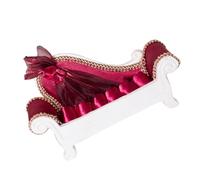 CAXUSD Red Sofa Shape Rings Holder Made of Resin and Cloth, Easy to Carry and Earrings Organizer and Protect Jewelry from Damage, for Home or Jewelry Shop Display