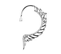 CAXUSD Rhinestone Ear Bone Clip Earrings Full Crystal Angel Wing Ear Wrap Crawler Jewelry for Women Daily Wedding Prom Anniversary Accessory