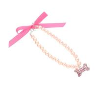 CAXUSD Rhinestone Pearl Necklace Cozy and Breathable Chic Design Dog Collar Alloy Material Pet Collar Necklace for Small and Medium Dogs and Cats for Daily Life and Photos