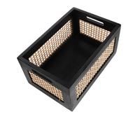 CAXUSD Rustic Bamboo Wooden Storage Crate with Built-in Handles Rectangular Pantry Organizer for Kitchen Office Bedroom Desktop Tray for Cosmetics Snacks Books Vintage Farmhouse Decor