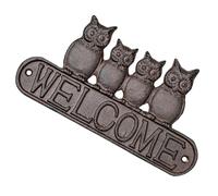 CAXUSD Rustic Cast Iron Owl Welcome Sign Front Door Pendant Decorative Plaque for Porch Garden Cafe Restaurant Gift