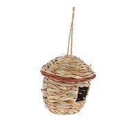 CAXUSD Rustic Style Bird's Nest Natural Straw Nesting Box Parrot Bed Garden Nesting House Bird Resting Place