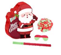 CAXUSD Santa Claus Pinata with Bat and Blindfold Holiday Candy Game for Christmas Party Spacious Fillable Candy Holder Festive Winter Wonderland Decoration Easy Hanging Family Celebration