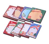 CAXUSD School Accessory 8pcs Christmas Mini Notebooks Kawaii Memo Stickers Daily Use Note Pad Office Memo Pad for Reminding