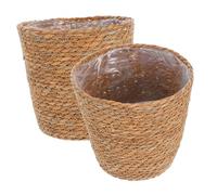 CAXUSD Seagrass Flowers Pot 2pcs Woven Plant Pots Decorative Wicker Storage Baskets Large Wicker Baskets Home Decor Bins