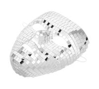 CAXUSD Silver Disco Ball Glitter Face Mask for Halloween, Glass and Foam Full Face Cover, Unique Elegant Design for Masquerade Parties and Theatrical Productions