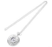 CAXUSD Silver Pocket Watch Classic Vintage Style with Roman Numerals Scale Design Stainless Steel Alloy Pendant Necklace, Light in Weight and Not Easy to Damage, for Men and Women