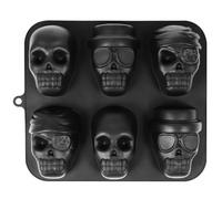 CAXUSD Skull Ice Cube Mold Silicone Skull Mould with Non-Stick Surface and Easy to Demold Feature for Making Candy and Chocolate, Black Silicone Skull-Shaped Ice Cube Tray