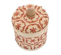 CAXUSD Small Bamboo Tea Canister with Lid Versatile Storage Jar for Tea Snacks and Small Items Elegant Bamboo Organizer for Home Compact and Portable Design