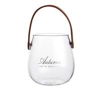 CAXUSD Small Nordic Style Glass Vase with Brown Leather Handle, Decorative Hydroponic Container and Household Glass Storage Jar for Home and Office Décor,
