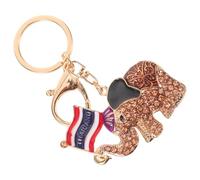 CAXUSD Sparkly Rhinestone Elephant Keychain with Thai Flag Colorful Metal Bag Charm for Women Decorative Lucky Elephant Pendant for Handbags Backpacks Car Accessories
