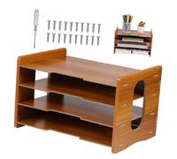 CAXUSD Stackable Cherry Wood Desk Organizer Paper Tray File Sorter for Office Desktop Filing and Document Storage Multi Functional Storage Rack for Books Mails Homework
