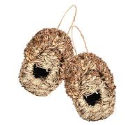 CAXUSD Straw Hummingbird House Teapot Bird House Bird Nesting Birdhouse Wall Mounted Bird Bath Artificial Woven Bird Nest Bird Feeder Artificial Birds Wall Mounted Bird Table Grass