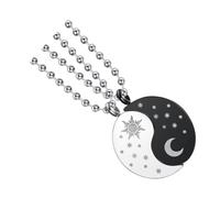 CAXUSD Sun Moon Splicing Necklace Couple Pendant Titanium Steel Chain Friendship Love Testimony Jewelry Gift for Him Her