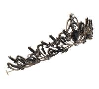 CAXUSD Tiara Baroque Headpiece Rhinestone Multifunctional with Sturdy Vintage Black Crown Handmade Alloy Appeal for Birthday Elegant for Women and Events