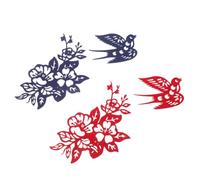 CAXUSD Traditional Chinese Paper Cutting and New Year's Eve 2 Sets Hair Clip Lightweight Red and Blue Flower Bird Hairpin with Comfortable Fit for Women for Chinese Costume Celebrations