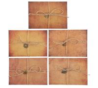 CAXUSD Vintage Letter Writing Set A5 Handwriting Paper and Kraft Paper Envelopes 5 Sets Retro Stationery with Leaf, Anchor, Sun, Star, and Clover Designs for Greeting and Holiday Letters