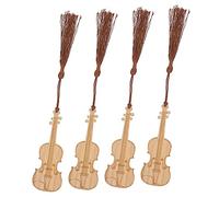 CAXUSD Violin Shape Bookmarks Tassel Design Bamboo Bookmarks Reading Page Markers Women's Student Supplies