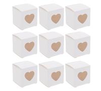 CAXUSD Wedding Candy Box with Heart Window 50Pcs White Mini Cake Boxes for Birthday Party Favors, Paper Individual Dessert Containers 2X2X2 Inch
