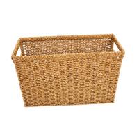 CAXUSD Wicker Magazine Basket 48x18x32cm Japanese Handmade Rattan Storage Bin Slim Narrow Storage Box for Bathroom Living Room Home Essentials