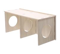 CAXUSD Wooden Hamster Hideout Multi-Hole Tunnel Maze System, Solid Wood Small Pet House for Dwarf Hamsters Guinea Pigs Hedgehogs, 14.2×6.3×5.5In Cage Platform and Activity