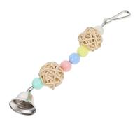 CAXUSD Wooden Parrot Chewing Hanging Bird Foraging with Bell, Safe and Sturdy Shredding to Cognitive Function for Pet Birds