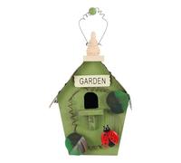 CAXUSD Yard Hanging Bird House Wooden Birdhouse Green Creative Design Shelter Birds from Wind and Rain Porch Garden Decor