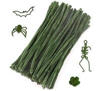 Caydo 100 Pieces Dark Green Pipe Cleaners Craft Supplies Flexible Chenille Stems for DIY Crafts Project and Decoration, 6 mm x 30 cm