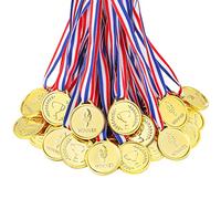 Caydo 100 Pieces Gold Medals for Children Plastic Kids Medals for Sports, Parties, Competitions