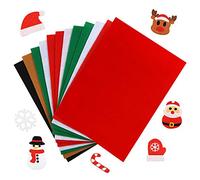 Caydo 12 Pieces A4 Christmas Felt Fabric Sheets, 5 Colors Felt Sheets Craft for Christmas DIY Decorations