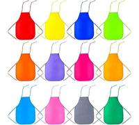 Caydo 12 Pieces Kids Artists Fabric Aprons 12 Colors Kids Painting Apron for Classroom, Community Event, and Art Painting Activity