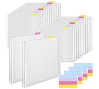 Caydo 20 Pieces 12x12 Paper Storage Organizer with Tabs and Gusset Bottom Clear Scrapbook Paper Storage for Holding Scrapbooking, Vinyl, Cardstock