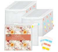 Caydo 24 Piece 12x12 Inch Paper Storage Organizer with Buckle Design Scrapbooking Paper Storage Organizer 60pcs for Scrapbooking, Vinyl and Cardstock 30x30