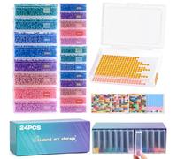 Caydo 24PCS Diamond Art Trays with Lids, 2-in-1 Storage Containers for Diamonds Art Beads Storage & Quick Line-Up, Professional Craft Accessories Tools, Box Package