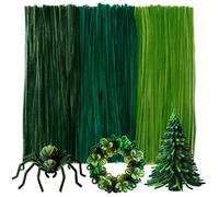 Caydo 300 Pieces Green Pipe Cleaners, Thick Fluffy Chenille Stems, Pipe Cleaner Crafts for Arts & Crafts, Perfect for Making Animals, Flowers, and Festive Decorations