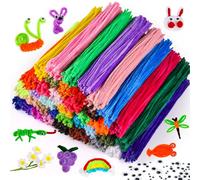 Caydo 3000 Pieces 40 Colors Pipe Cleaners Craft Supplies with 100 Pieces Wiggle Eyes Soft Chenille Stems for Kids DIY Creative Crafts Decoration, 6 mm x 12 Inch