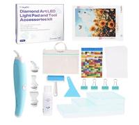 Caydo 31 PCS All Inclusive Diamond Art Accessories Kit, A4 LED Light Pad Set with Sealer, Storage Case, Pens, Roller, Stand and Clips
