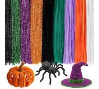 Caydo 500 Pieces Halloween Pipe Cleaners with 100pcs Eyes, Chenille Stems, Pipe Cleaner Crafts for DIY Art and Craft Projects Creative Gift Party Decorations