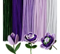 Caydo 500 Pieces Purple Flowers Pipe Cleaners, Chenille Stems, Pipe Cleaner Crafts for DIY Art and Craft Projects Creative Gift Party Decorations