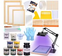 Caydo 54 PCS Screen Printing Kit Inculde 50W LED UV Exposure Screen Printing Light, 6 Color Screen Printing Ink, Screen Printing Photo Emulsion, Emulsion Scoop Coater, and Instructions